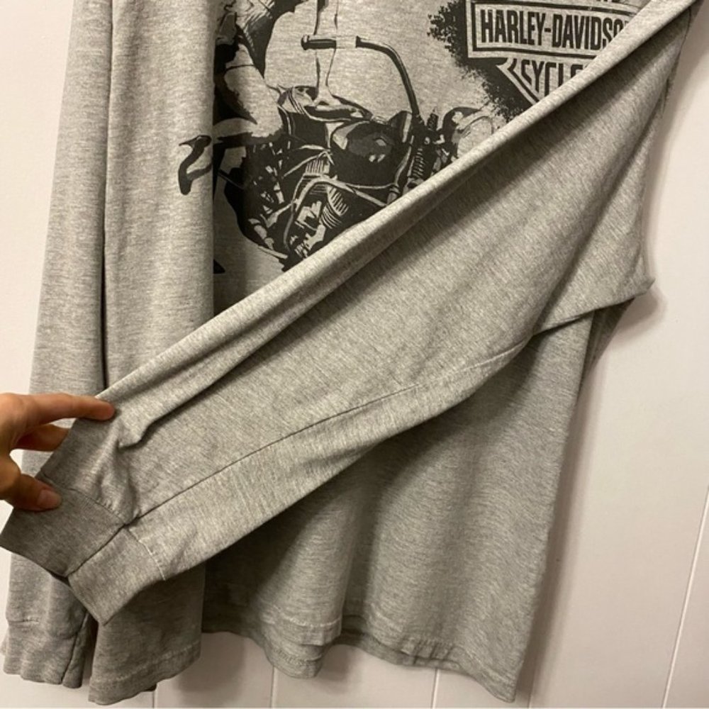 Y2K Vintage Harley Davidson Long Sleeve Shirt Grey Girl Biker Bike Babe Woman - Picture 6 of 14